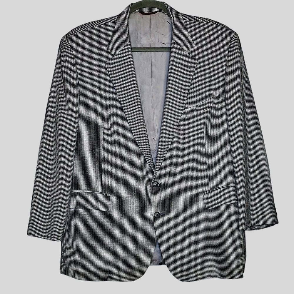 VTG Tailored in USA Mens 46L Houndstooth Botany Five Hundred Sport Coat Blazer